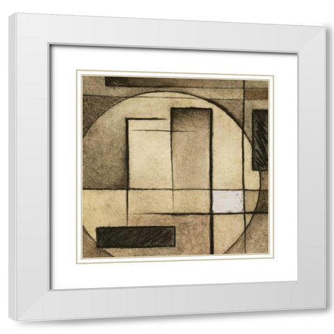 Brown Circle Box I White Modern Wood Framed Art Print with Double Matting by Emery, Kristin