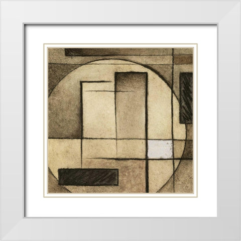 Brown Circle Box I White Modern Wood Framed Art Print with Double Matting by Emery, Kristin