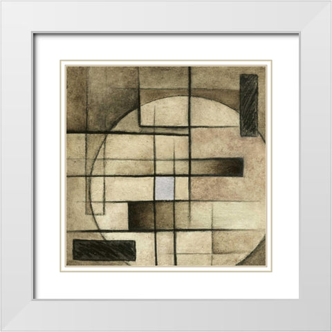 Brown Circle Box II White Modern Wood Framed Art Print with Double Matting by Emery, Kristin