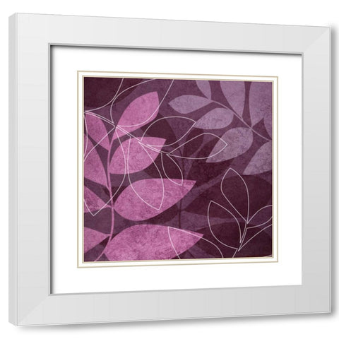 Purple Leaves I White Modern Wood Framed Art Print with Double Matting by Emery, Kristin
