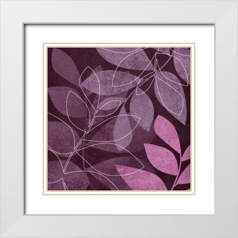 Purple Leaves II White Modern Wood Framed Art Print with Double Matting by Emery, Kristin