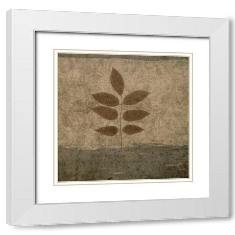 Vintage Leaves II White Modern Wood Framed Art Print with Double Matting by Emery, Kristin
