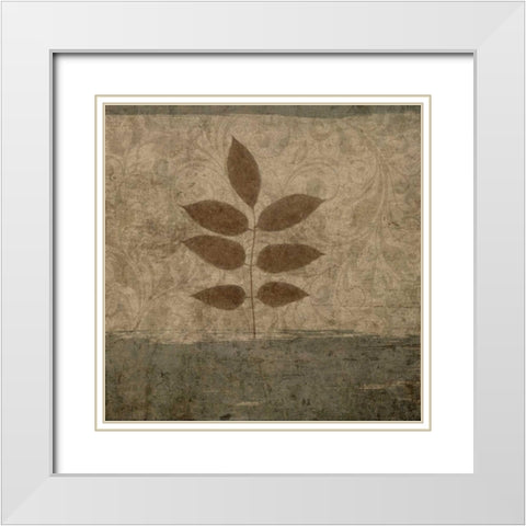Vintage Leaves II White Modern Wood Framed Art Print with Double Matting by Emery, Kristin