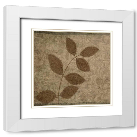 Vintage Leaves III White Modern Wood Framed Art Print with Double Matting by Emery, Kristin