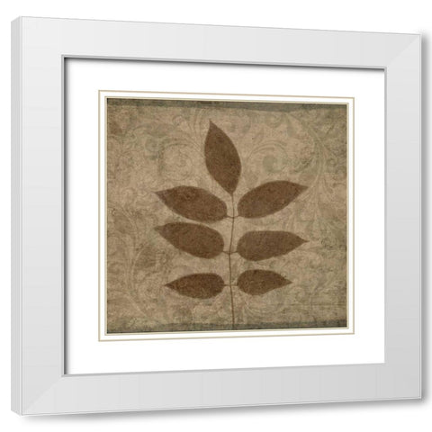 Vintage Leaves IV White Modern Wood Framed Art Print with Double Matting by Emery, Kristin