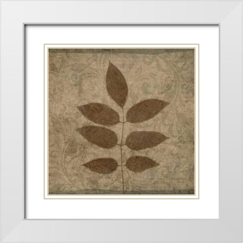 Vintage Leaves IV White Modern Wood Framed Art Print with Double Matting by Emery, Kristin