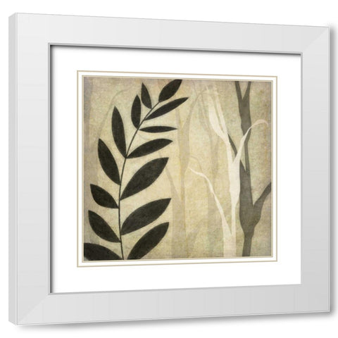 Leaves in the Mist I White Modern Wood Framed Art Print with Double Matting by Emery, Kristin