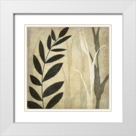 Leaves in the Mist I White Modern Wood Framed Art Print with Double Matting by Emery, Kristin