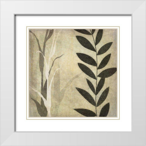 Leaves in the Mist II White Modern Wood Framed Art Print with Double Matting by Emery, Kristin