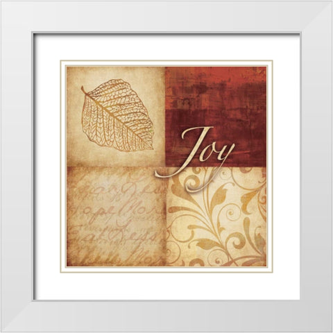 Red and Gold Joy I White Modern Wood Framed Art Print with Double Matting by Emery, Kristin