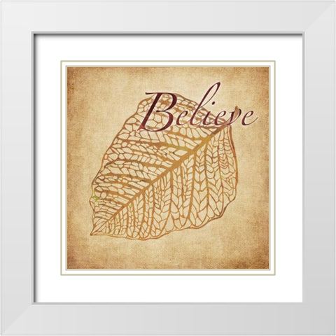 Red and Gold Believe White Modern Wood Framed Art Print with Double Matting by Emery, Kristin