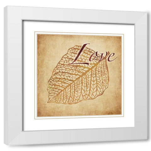 Red and Gold Love White Modern Wood Framed Art Print with Double Matting by Emery, Kristin