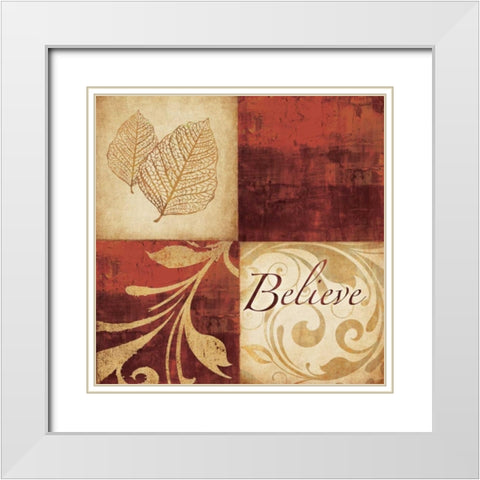 Red Gold Believe White Modern Wood Framed Art Print with Double Matting by Emery, Kristin