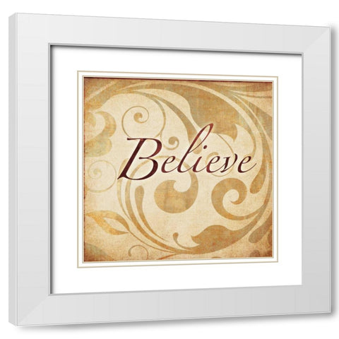 Red Gold Believe 2 White Modern Wood Framed Art Print with Double Matting by Emery, Kristin