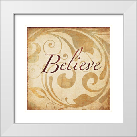Red Gold Believe 2 White Modern Wood Framed Art Print with Double Matting by Emery, Kristin