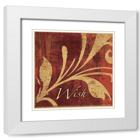 Red and Gold Wish II White Modern Wood Framed Art Print with Double Matting by Emery, Kristin