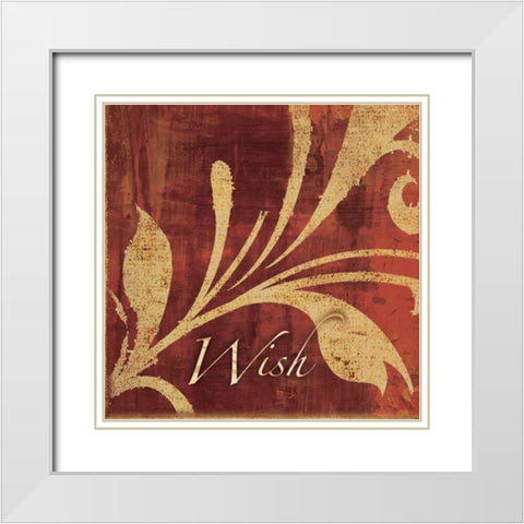 Red and Gold Wish II White Modern Wood Framed Art Print with Double Matting by Emery, Kristin