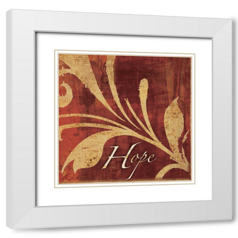 Red Gold Hope White Modern Wood Framed Art Print with Double Matting by Emery, Kristin