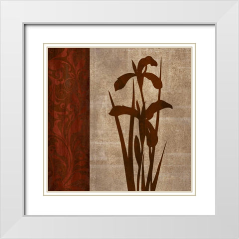 Wine Iris I White Modern Wood Framed Art Print with Double Matting by Emery, Kristin