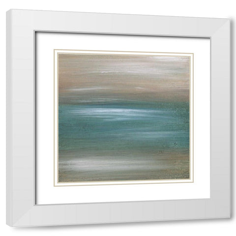 Aqua 1 White Modern Wood Framed Art Print with Double Matting by Emery, Kristin