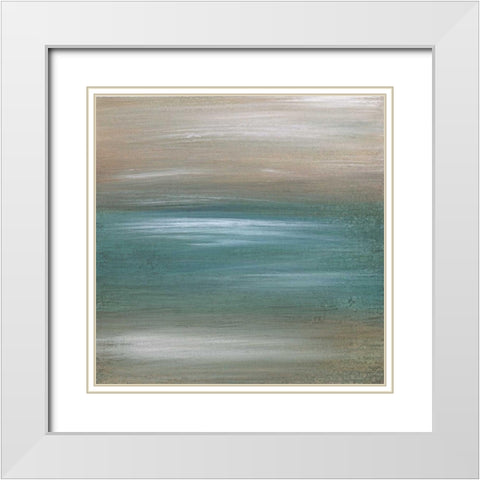 Aqua 1 White Modern Wood Framed Art Print with Double Matting by Emery, Kristin