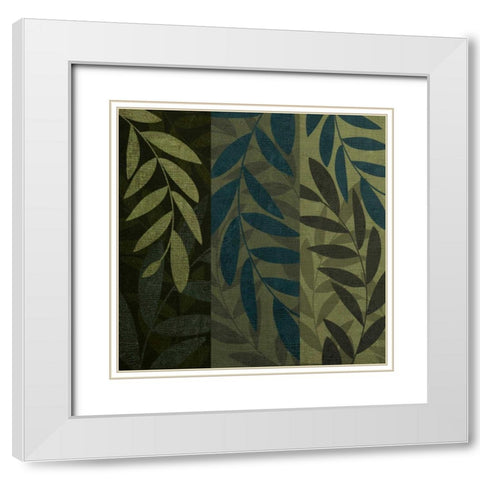 Green and Blue 3 Panel I White Modern Wood Framed Art Print with Double Matting by Emery, Kristin