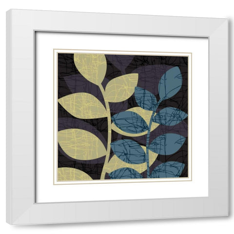 Scribble Leaves I White Modern Wood Framed Art Print with Double Matting by Emery, Kristin