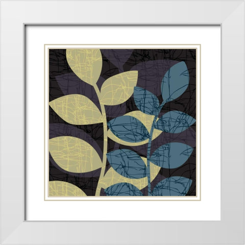 Scribble Leaves I White Modern Wood Framed Art Print with Double Matting by Emery, Kristin