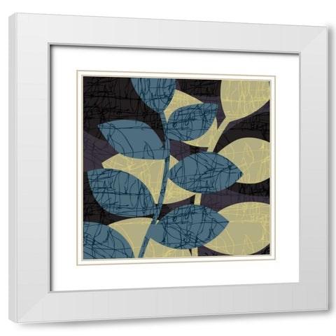Scribble Leaves II White Modern Wood Framed Art Print with Double Matting by Emery, Kristin