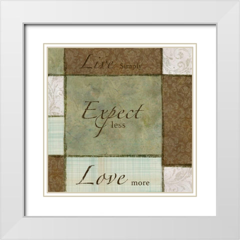 Live Laugh Love II White Modern Wood Framed Art Print with Double Matting by Emery, Kristin