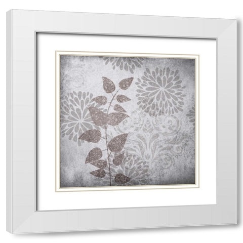 Warm Gray Flowers I White Modern Wood Framed Art Print with Double Matting by Emery, Kristin
