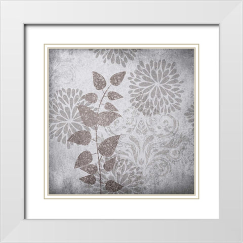 Warm Gray Flowers I White Modern Wood Framed Art Print with Double Matting by Emery, Kristin