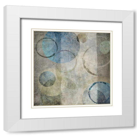 Stone Circles Blue I White Modern Wood Framed Art Print with Double Matting by Emery, Kristin
