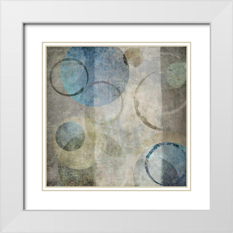 Stone Circles Blue I White Modern Wood Framed Art Print with Double Matting by Emery, Kristin
