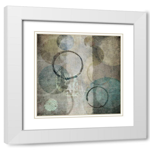 Stone Circles Blue II White Modern Wood Framed Art Print with Double Matting by Emery, Kristin