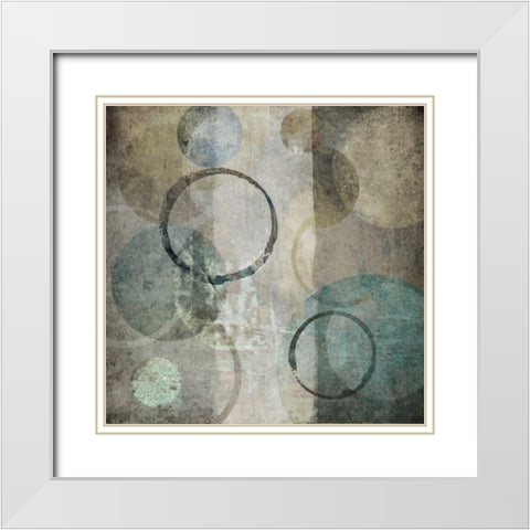 Stone Circles Blue II White Modern Wood Framed Art Print with Double Matting by Emery, Kristin