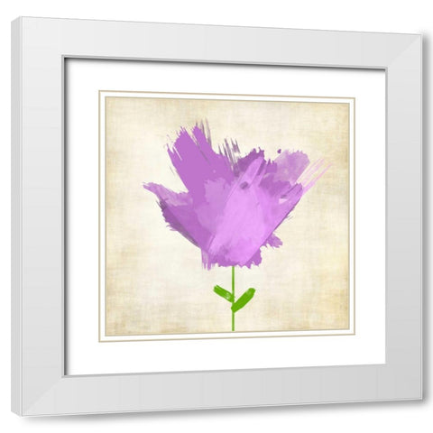 Brush Stroke Flowers Violet White Modern Wood Framed Art Print with Double Matting by Emery, Kristin