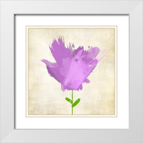 Brush Stroke Flowers Violet White Modern Wood Framed Art Print with Double Matting by Emery, Kristin