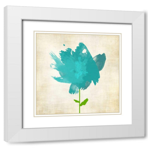 Brush Stroke Flowers Blue I White Modern Wood Framed Art Print with Double Matting by Emery, Kristin