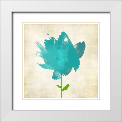 Brush Stroke Flowers Blue I White Modern Wood Framed Art Print with Double Matting by Emery, Kristin