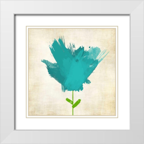Brush Stroke Flowers Blue II White Modern Wood Framed Art Print with Double Matting by Emery, Kristin