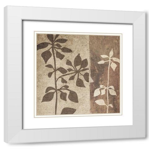 Neutral Leaves I White Modern Wood Framed Art Print with Double Matting by Emery, Kristin
