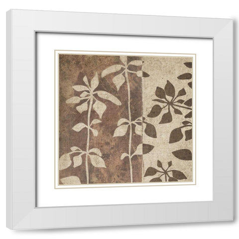 Neutral Leaves II White Modern Wood Framed Art Print with Double Matting by Emery, Kristin