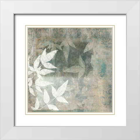 Spa Leaves II White Modern Wood Framed Art Print with Double Matting by Emery, Kristin