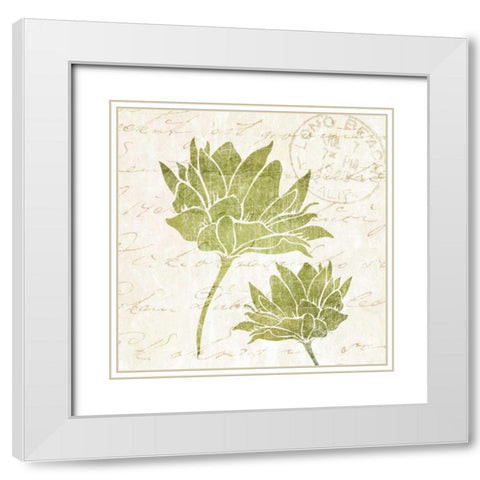 Hand Writing Flower II White Modern Wood Framed Art Print with Double Matting by Emery, Kristin