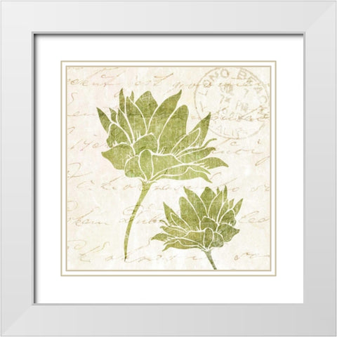 Hand Writing Flower II White Modern Wood Framed Art Print with Double Matting by Emery, Kristin