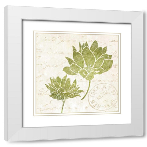 Hand Writing Flower I White Modern Wood Framed Art Print with Double Matting by Emery, Kristin