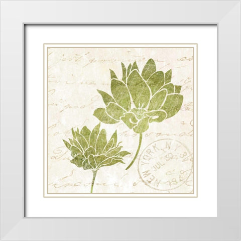 Hand Writing Flower I White Modern Wood Framed Art Print with Double Matting by Emery, Kristin