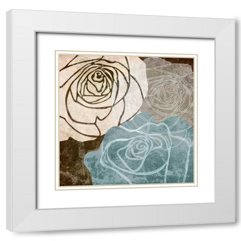 Rose I White Modern Wood Framed Art Print with Double Matting by Emery, Kristin