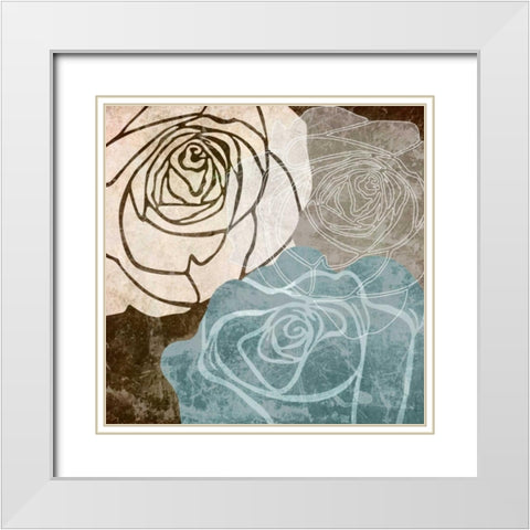 Rose I White Modern Wood Framed Art Print with Double Matting by Emery, Kristin